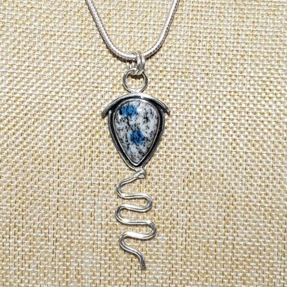 Hand Crafted Jewelry - Azurite necklace, 925 silver k2 blue azurite gemstone unisex pendant necklace